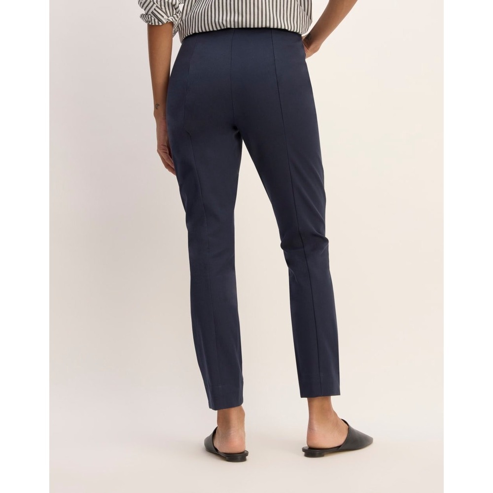 Everlane Pants Women 8 Navy Blue Side Zip Stretch Cotton Slim Straight Pull on - Picture 5 of 9